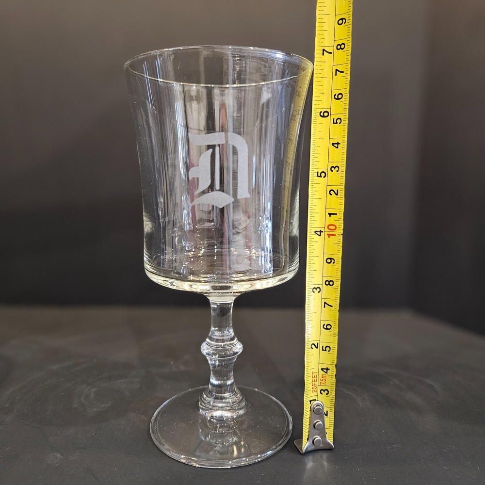 (4) Vintage Clear Glass Goblets with "D" Monogram (#166)
