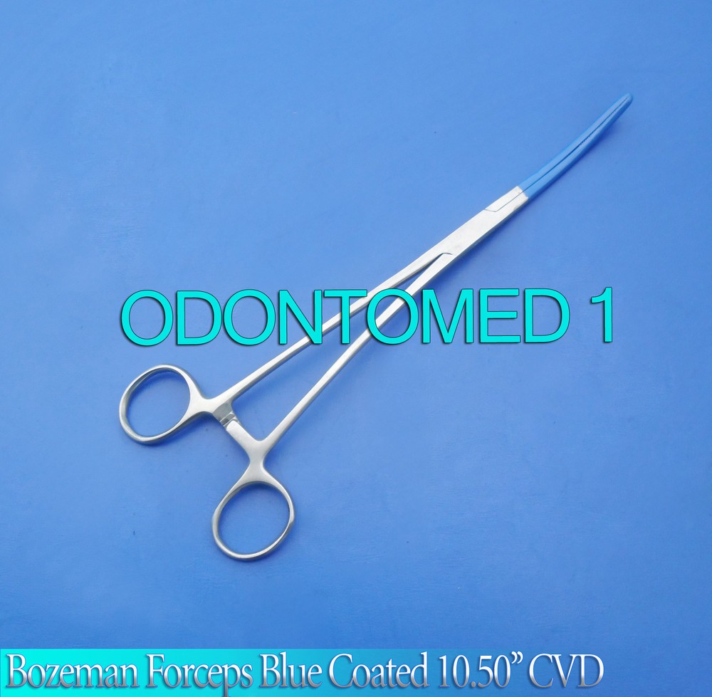 Bozeman Forceps Blue Coated 10.50" Double Curved Electrosurgical Instruments
