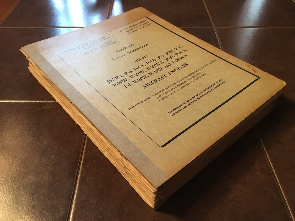 Original Pratt & Whitney, Ford, J57 Service Manual