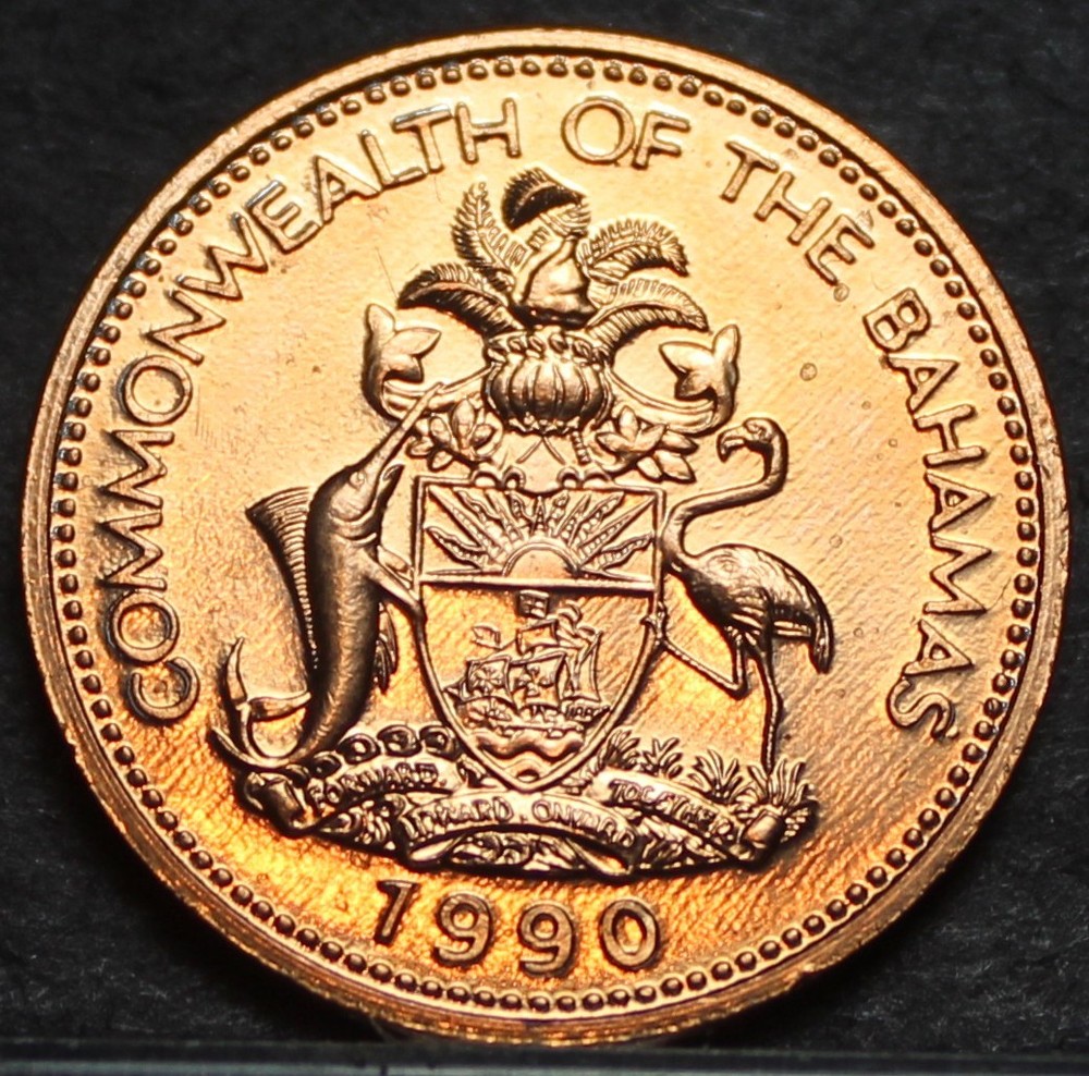 Bahamas Cent, 1990 Gem Unc~Starfish~Free Shipping