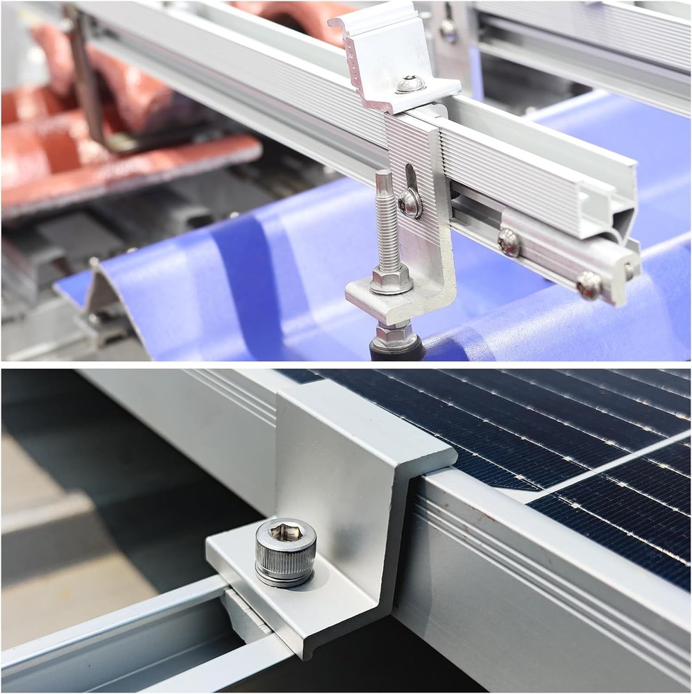 12 Pcs Solar Panel Middle Clamps 35mm Aluminium Solar Panel Mount Mid Clips FAST