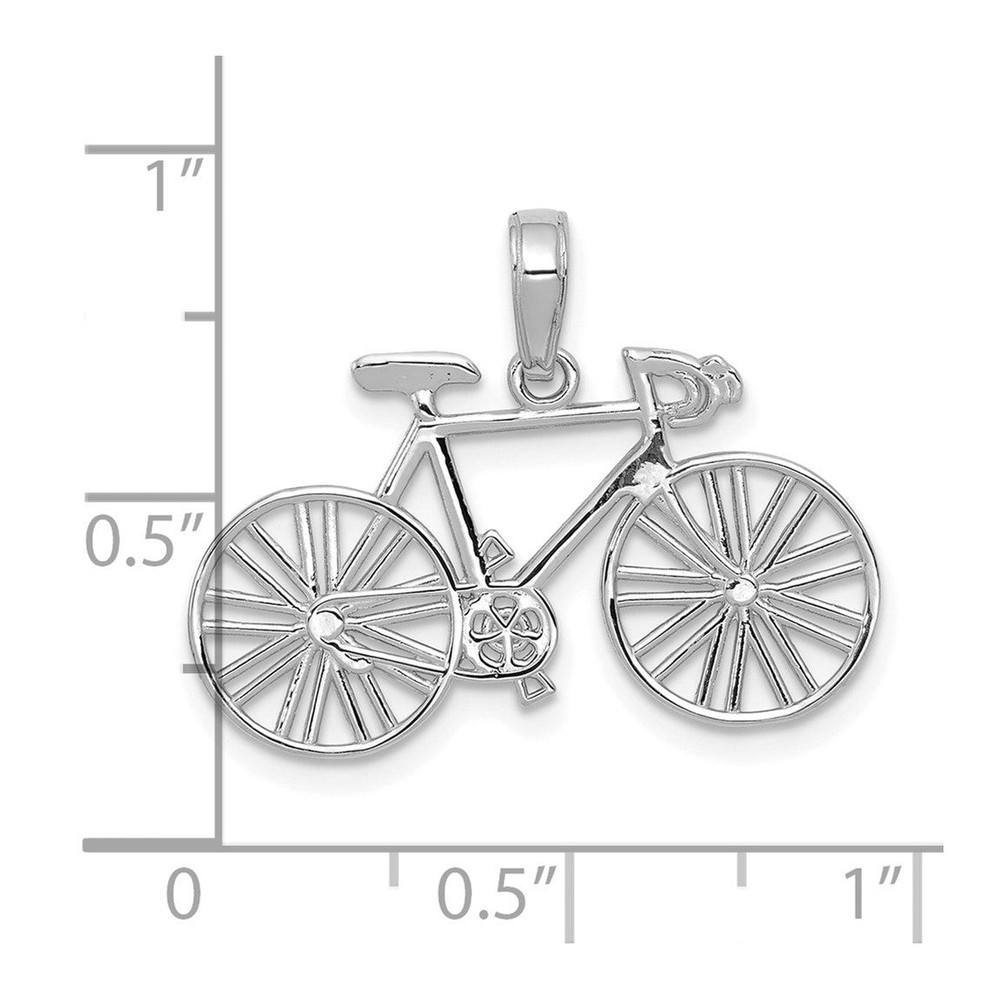 14k White Gold Polished Bicycle Pendant
