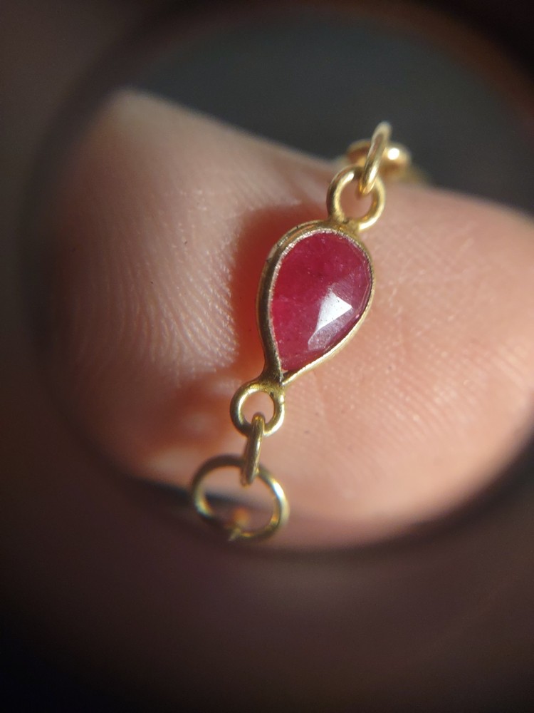 11.8 Grams 18" Natural Ruby Sterling Silver 925 Chain Necklace