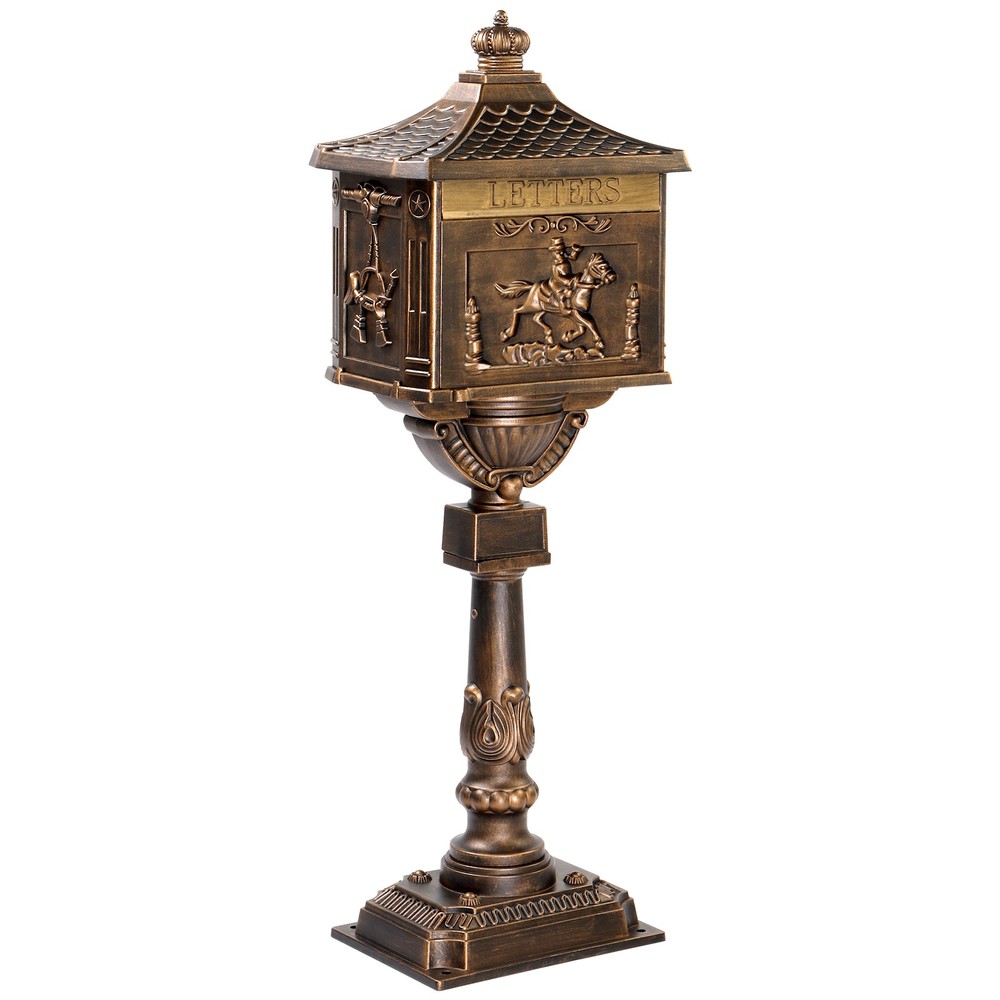 Cast Aluminum Mailbox with Post Locking Residential Mailboxes for Outside w/ Key