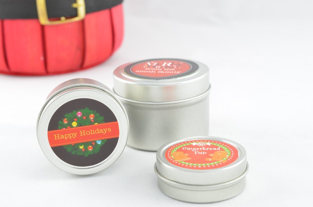 Red Stocking Personalized Christmas Round Sticker Labels-7 size avaiable