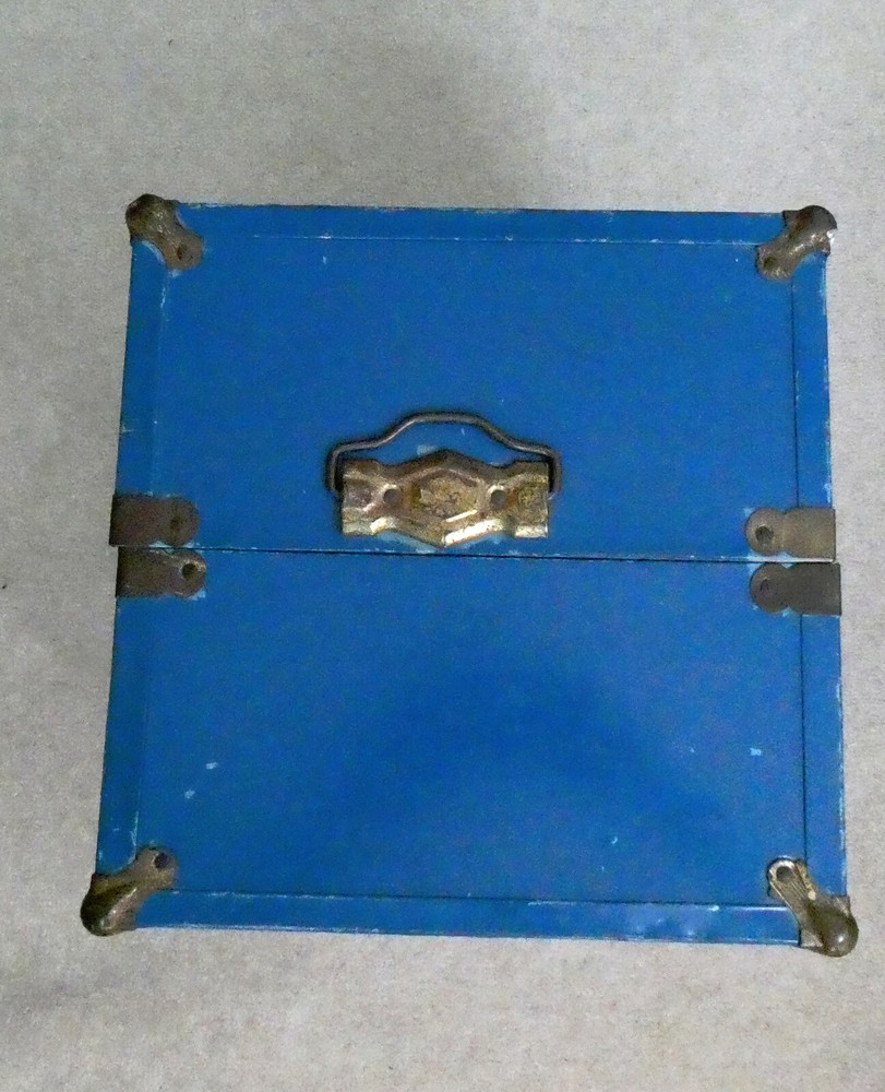 ANTIQUE METAL DOLL TRUNK, 18" X 10" X 10," SOLID AND STURDY