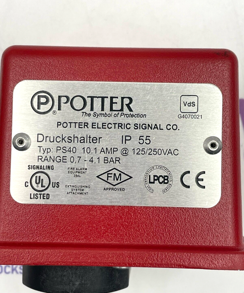 POTTER PS40-1VDS Low Pressure Indicator