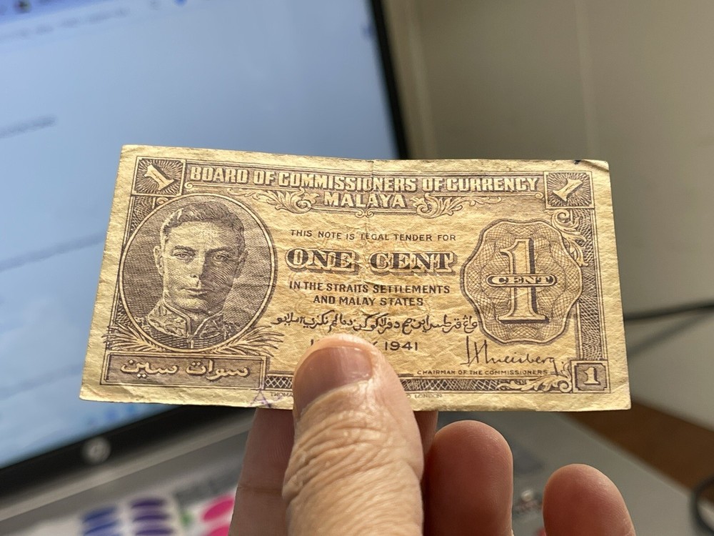 1941 Malaya One Cent Banknote