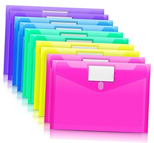 10 Pack Plastic Envelopes Poly Envelopes, Clear Document Folders File Folders
