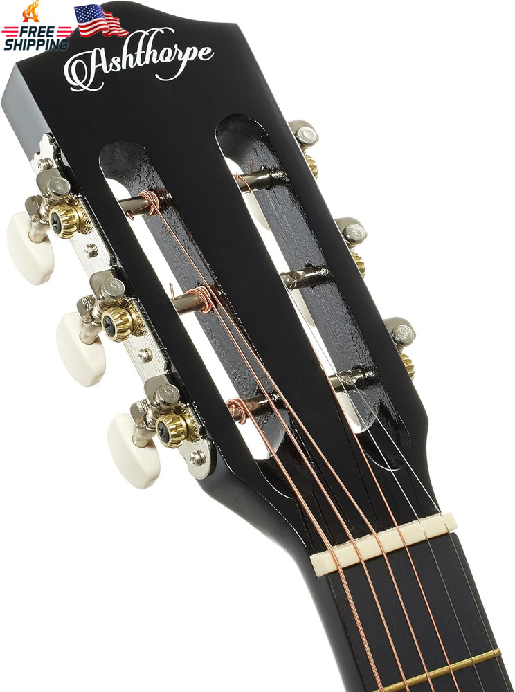 Ashthorpe 30-Inch Beginner Acoustic Guitar Package (Black), Basic Starter Kit W/