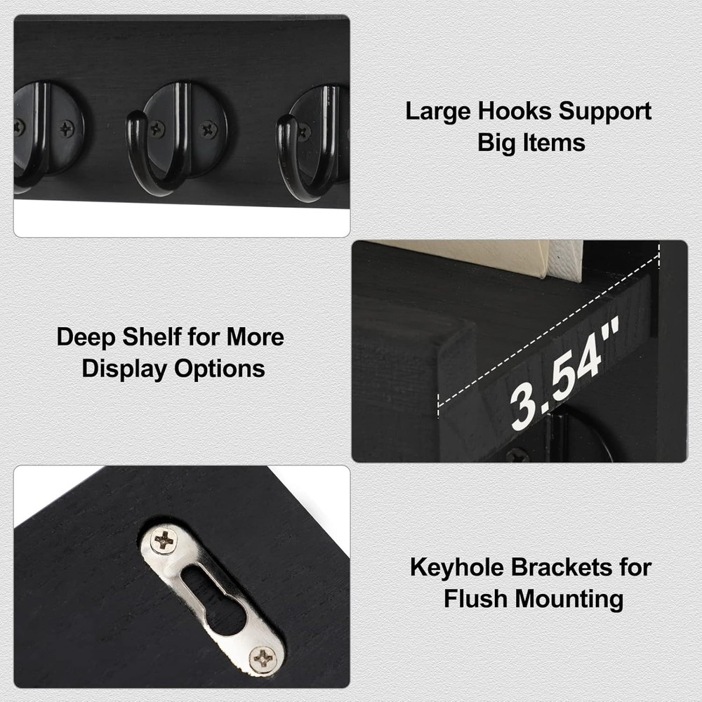 Versatile Rustic Key Holder with 5 Heavy-Duty Hooks – Easy Installation Included