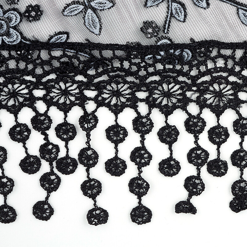 Chapel Veil with Tassels - Black