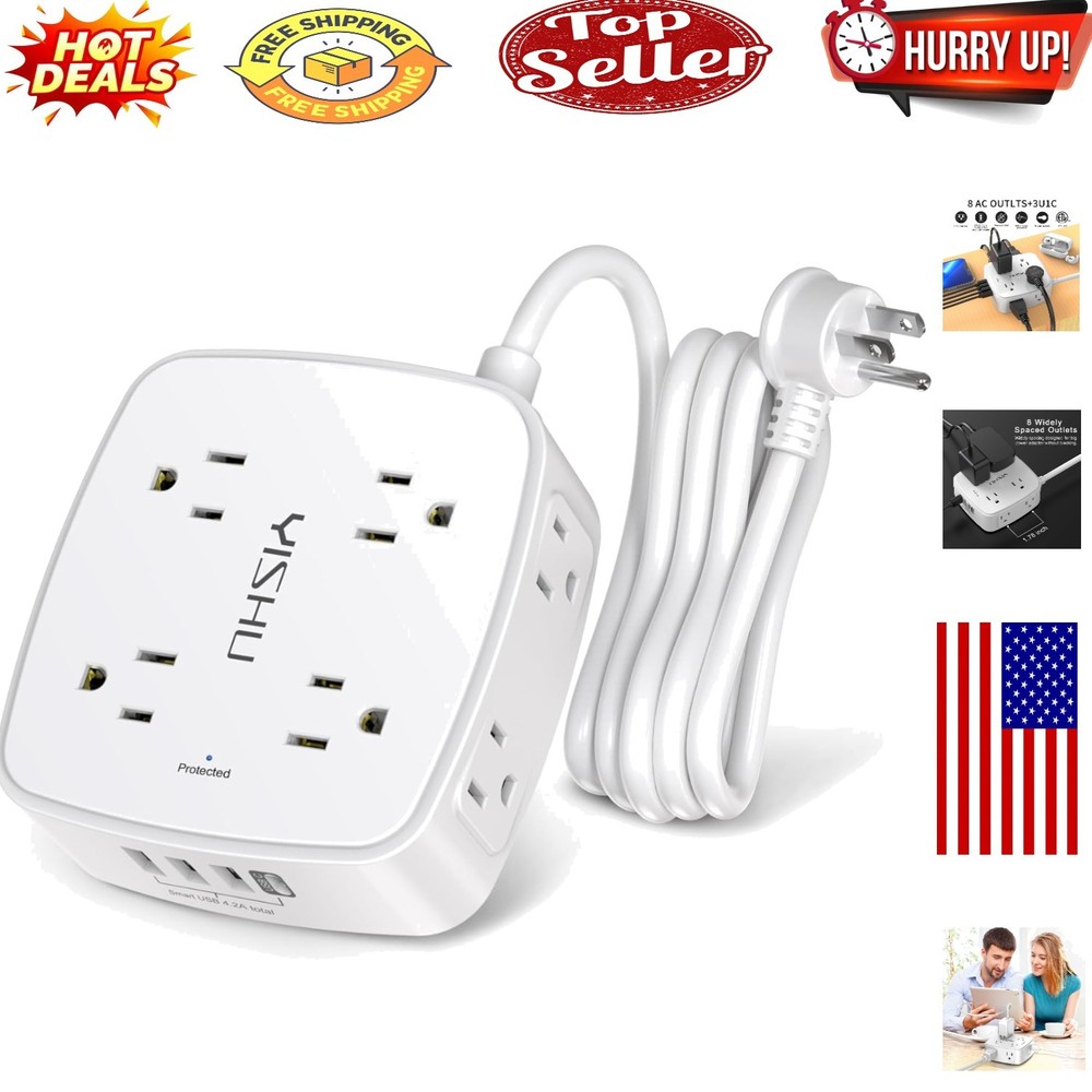 6Ft Surge Protector Power Strip with 8 Outlets & 4 USB Ports