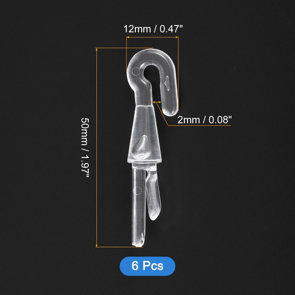 6Pcs 2" x 0.5" - Plastic Vertical Blinds Replacement Parts (Transparent)
