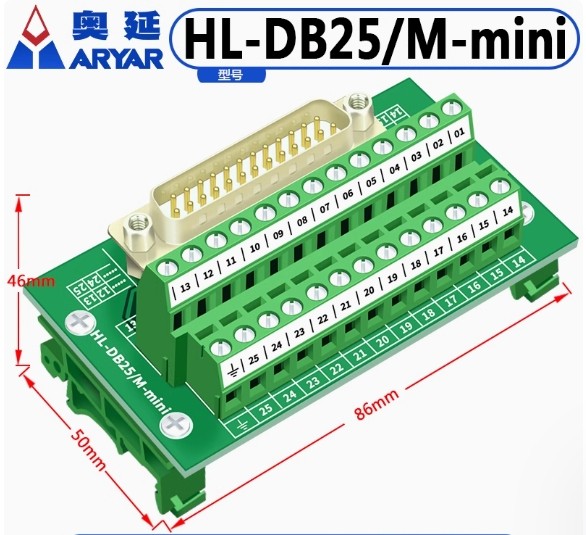 DB25 Terminal Connector Adapter PCB Board Straight with blacket stand RH