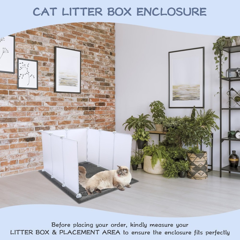 Essenhome Cat Litter Box Enclosure Splash Guard Extra Large, White