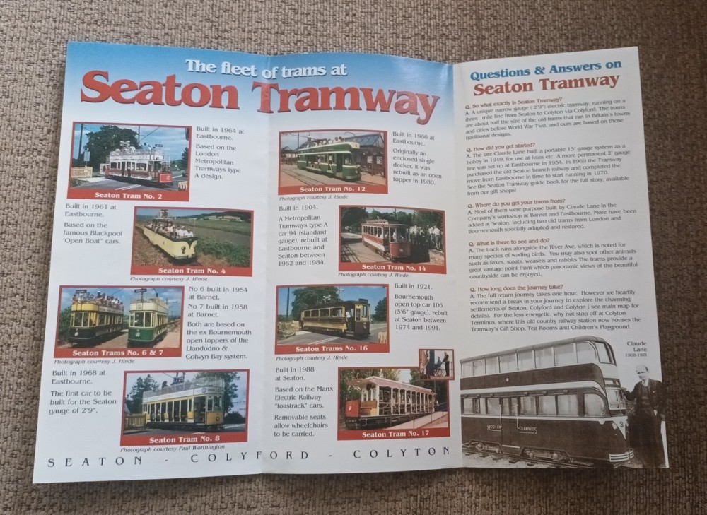 SEATON TRAMWAY 1998 Timetable, Guide and Map Leaflet in unmarked condition.