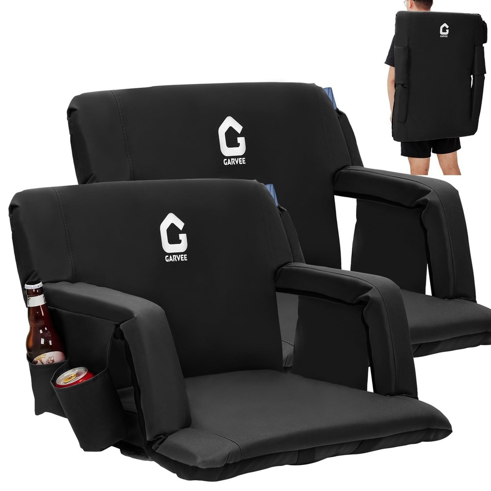 2-Pack 20" Wide Stadium Seat, Folding Bleacher Chairs w/ Adjustable Back Support