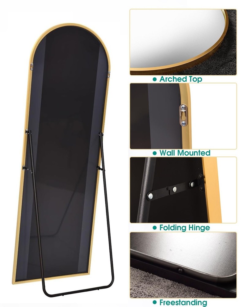 Arched Mirror - Full Length, Standing or Wall Mounted, 58"18", Aluminum Frame...