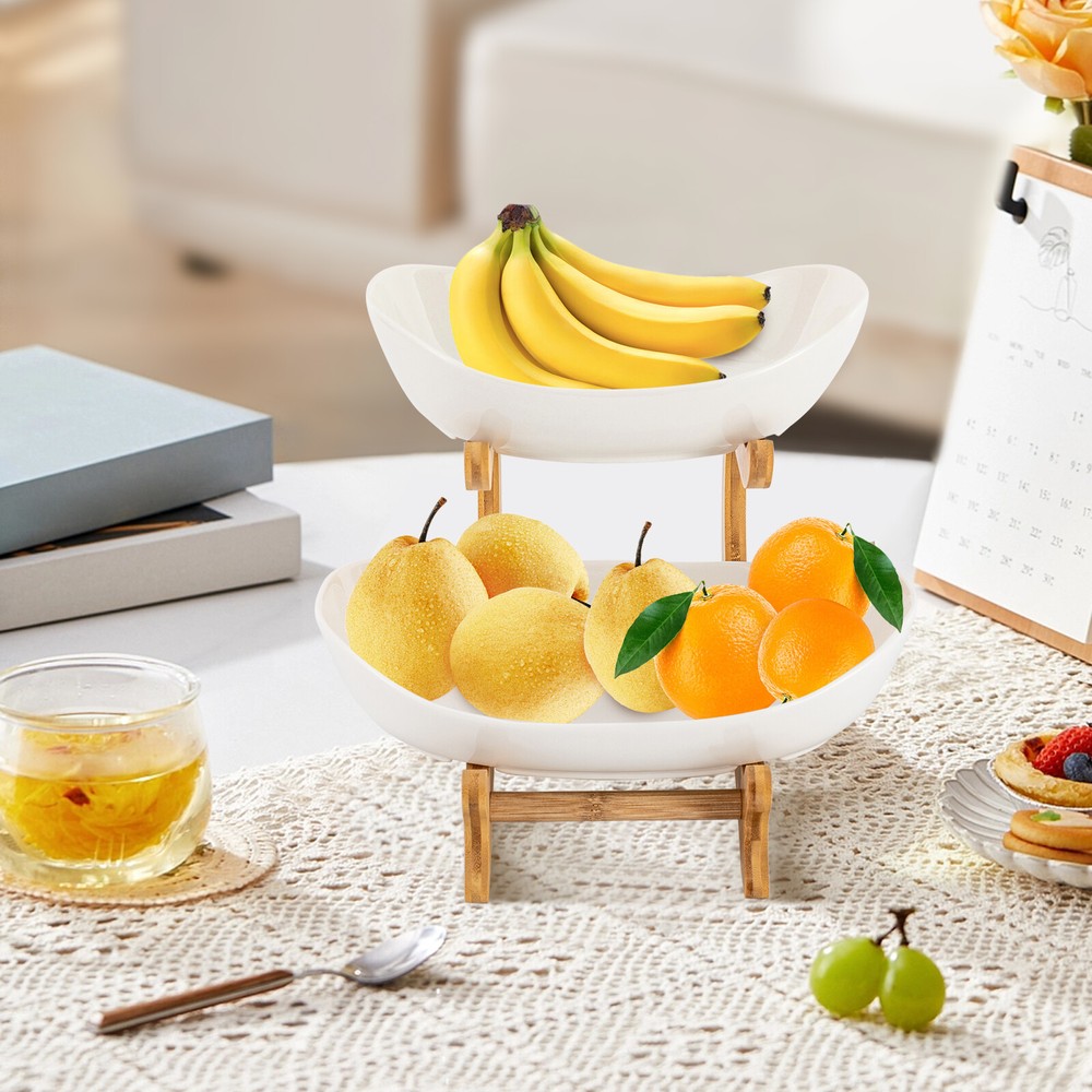 Detachable Fruit Basket Rack Ceramic Bread Vegetable Bowl Stand Fruit Holder NEW