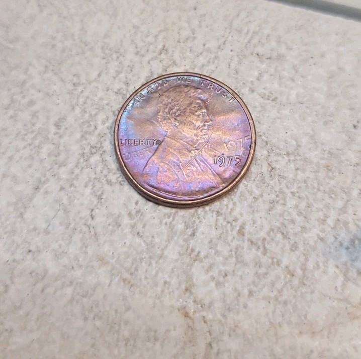 1975 Penny Double Die Error Misprint Rainbow