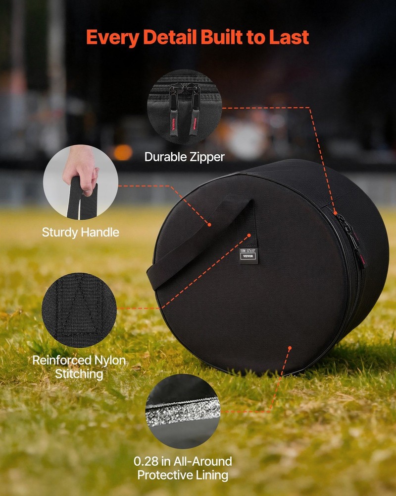 Foldable Drum Bag Set: 5-Piece, 600D Polyester, 7mm Foam, for Studio & Tour Use