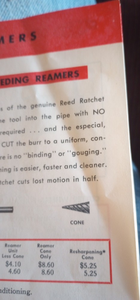 1950's REED Plumbing Tools Catalog Supplement