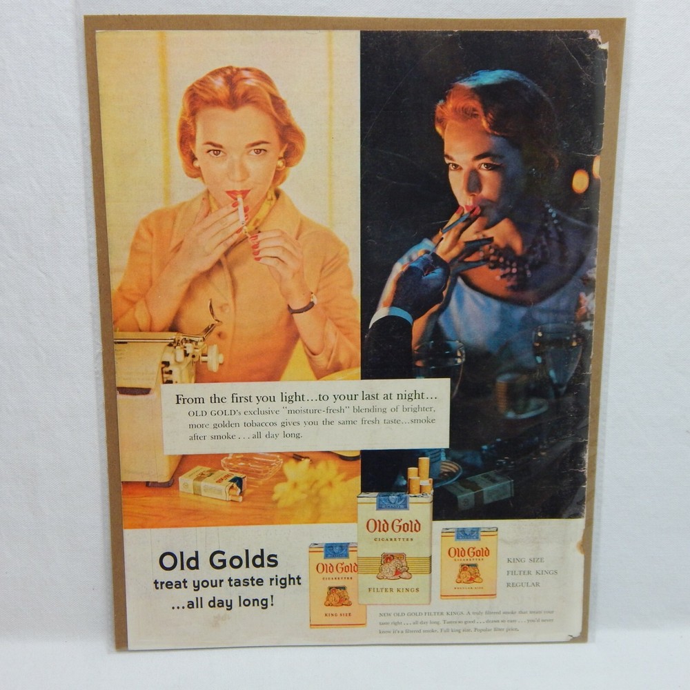 1955 OLD GOLD CIGARETTES P. LORILLARD COMPANY ADVERTISEMENT