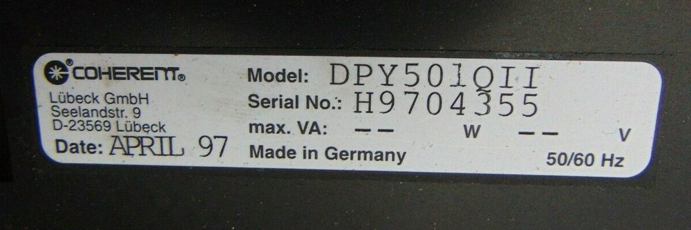 Exatron 1980DIODEYAGLASER Coherent DPY501QII IC Test handler Laser *untested
