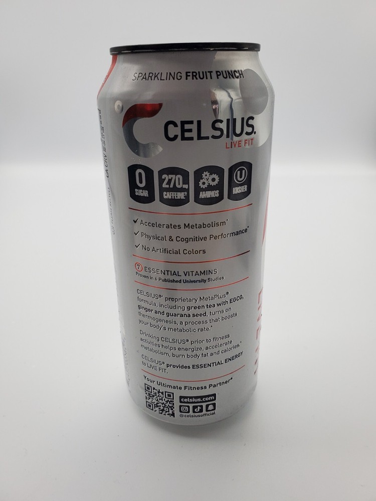 Celsius Essentials Live Fit Sparkling Fruit Punch Celsius Fruit Burst 16oz Can