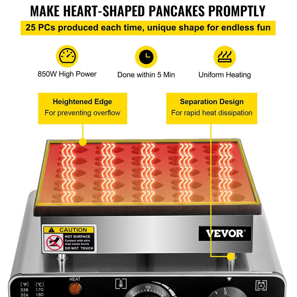 Heart-Shaped Dutch Pancake Machine, 25PCs Pancake Maker