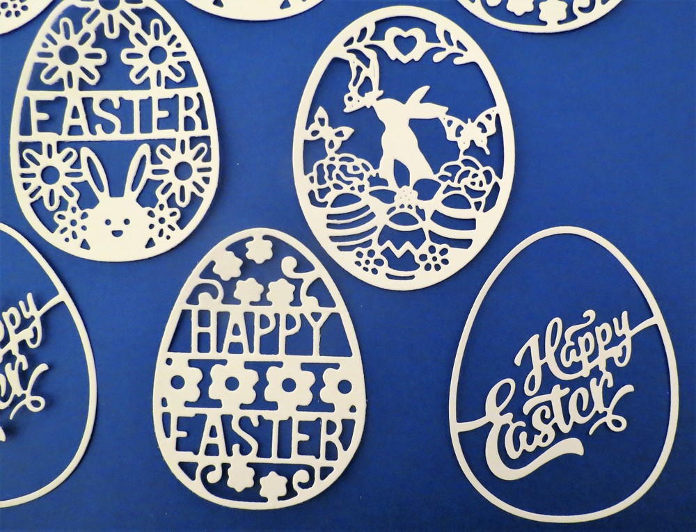 Intricate Egg Eggs Easter Paper Die Cut Embellishment Scrapbooking 8 Pcs Bunny