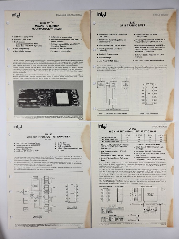 Extremely Rare Original Vintage Preliminary Intel Data Sheets From The 70s & 80s