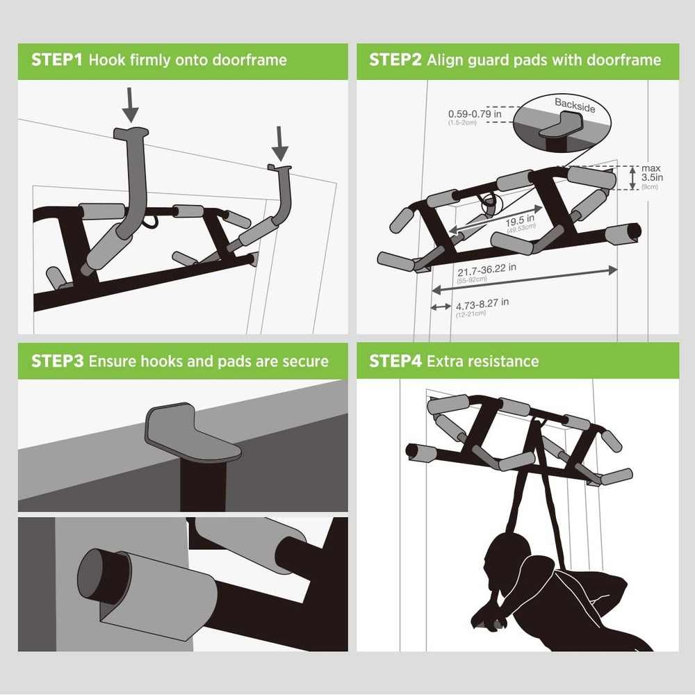 KAKICLAY 2025 Upgrade Multi-Grip Pull Up Bar with Smart Larger Hooks Technol...