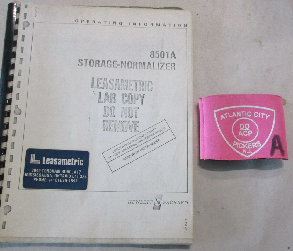 HEWLETT PACKARD HP MODEL 8501A STORAGE-NORMALIZER OPERATING INFORMATION