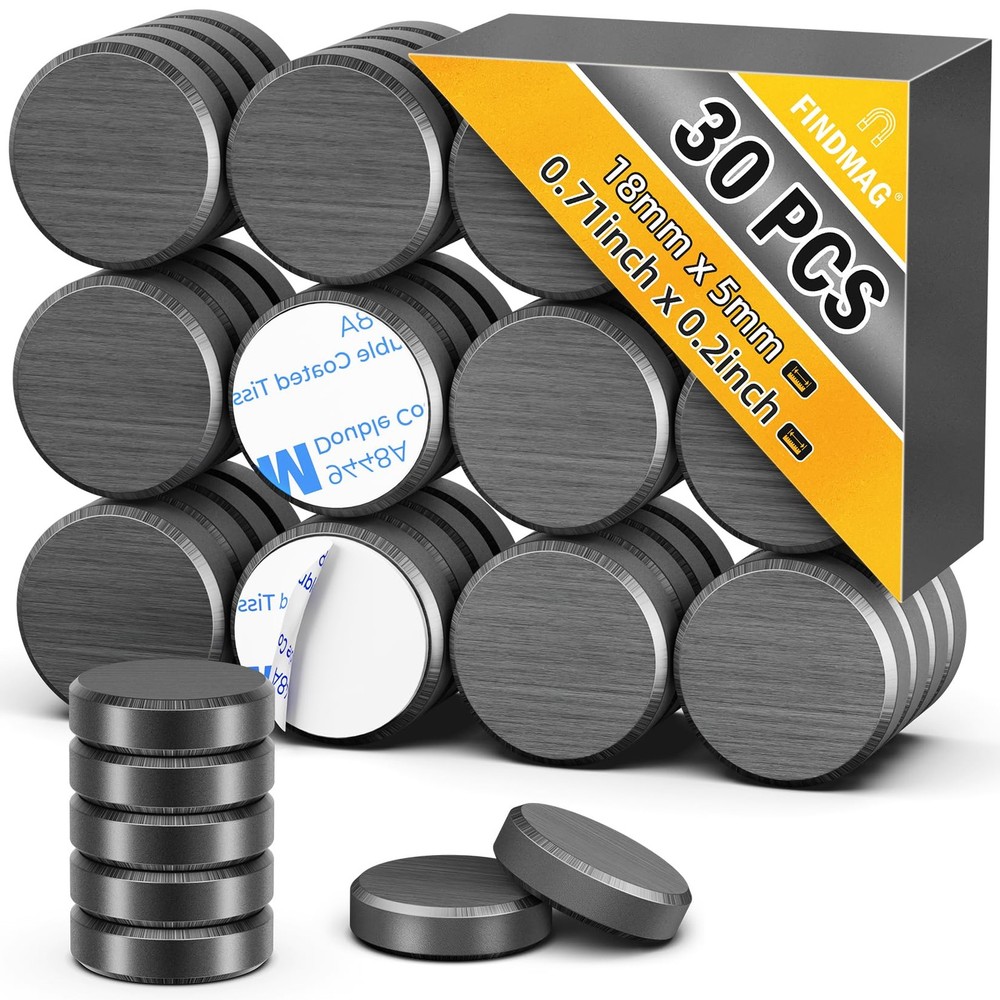 FINDMAG 30Pcs Magnets for Crafts, Small Circle Magnet with Adhesive Backing,