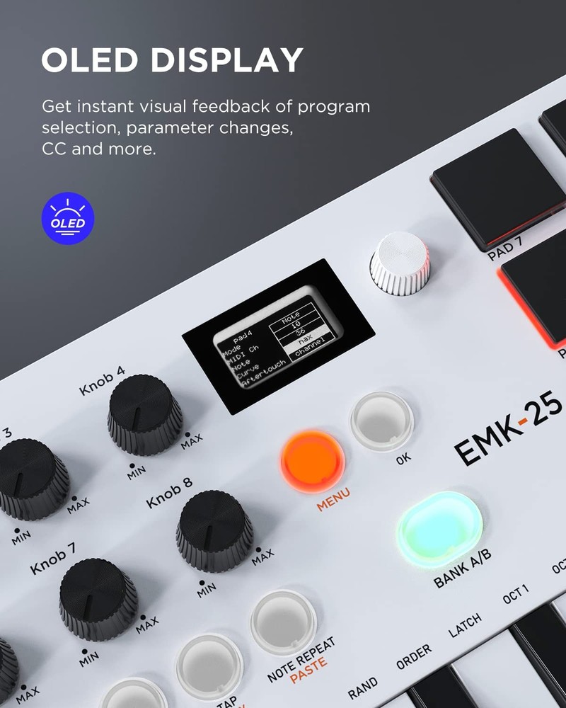 25 Key USB MIDI Keyboard Controller With Bluetooth, Professional Mini Midi Keybo