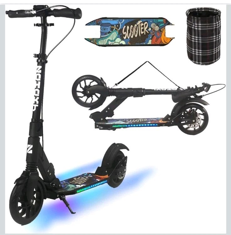 CUOIT Kick Scooter for Kid Ages 6+ w/Light Up Deck, Adjustable Handlebar