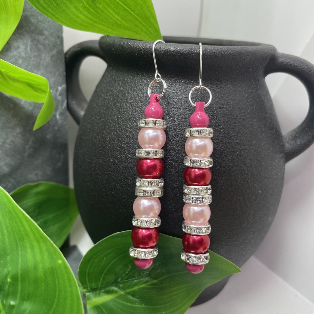 3” Silver-tone Acrylic Beaded Boho Drop Dangle Earring Set New Free Ship C161