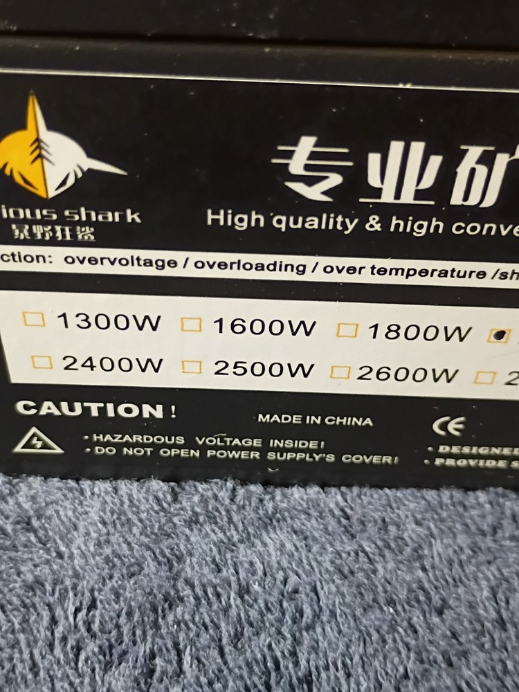 Furious Shark 2000W PSU Bitcoin Mining Power Supply 96 Efficiency, 50% Load