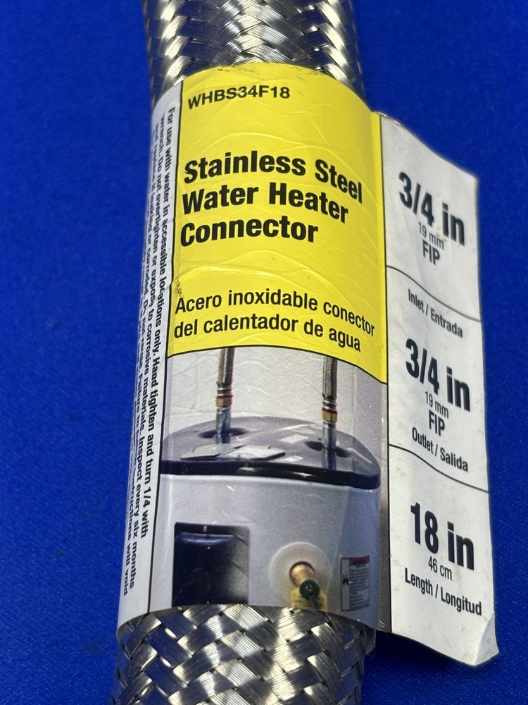 •NEW• Apollo Flow Stainless Steel Water Heater Connector 3/4” FIP Inlet & Outlet