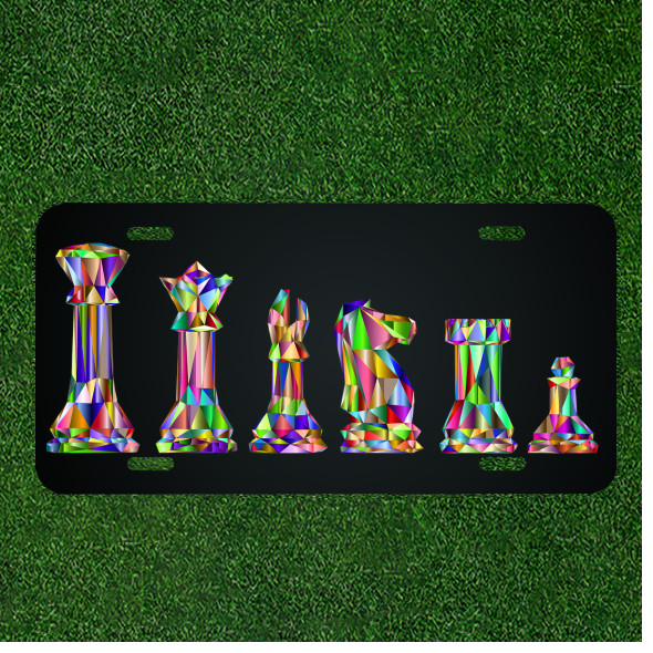 Custom Personalized License Plate Auto Tag With Colorful Chess Pieces Designs