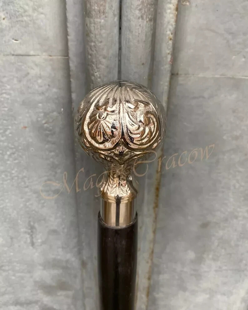 Vintage Solid Brass New Designer Head Handle Antique Wooden Walking Stick Gift