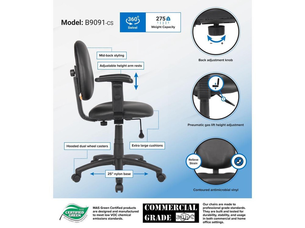 BOSS Office Products B9091-CS Task Chairs