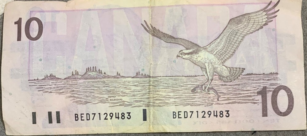 1989 Canadian 10 Dollar Bill