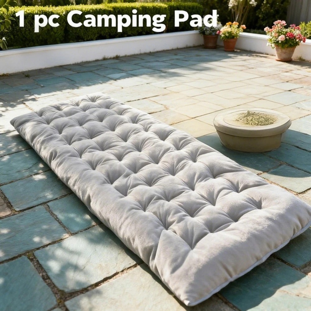 Single Folding Camping Cot Pad, 75x28" Extra Thick Velvet w/ Elastic Straps