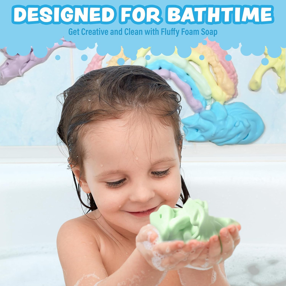 ® Fluffy Foam Soap, Variety 6 Pack | Shape, Mold & Create Bath Art with Soft Bat