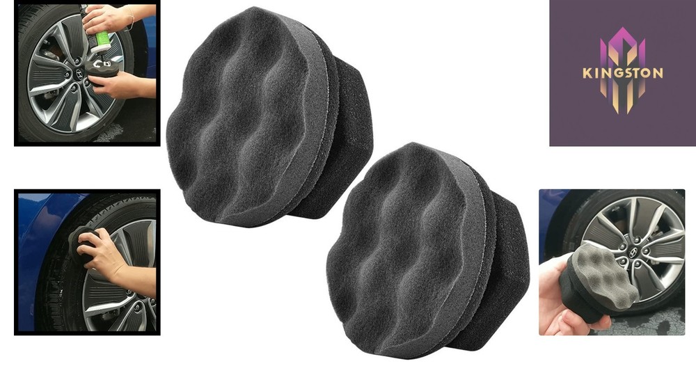 2 Pack Reusable Foam Tire Shine Applicator Pads - Durable Hex-Grip Design