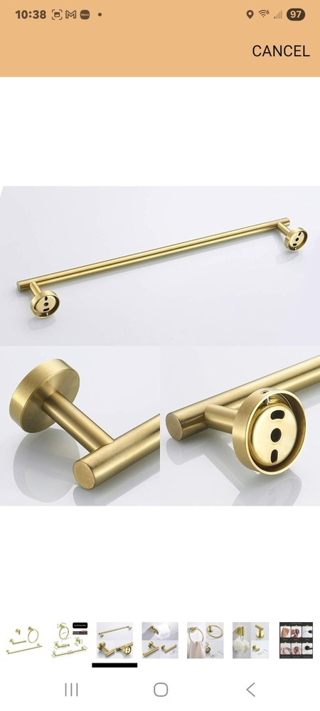 Gold bathroom accessories set