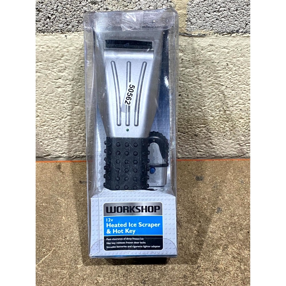 Workshop 12V Heated Ice Scraper & Hot Key Tool Silver For Winter Snow Removal